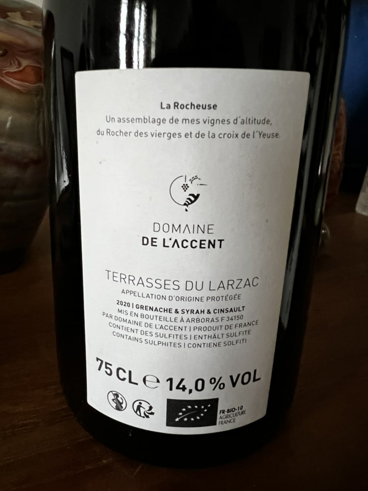 Domaine de l'ACCENT LA ROCHEUSE 2020