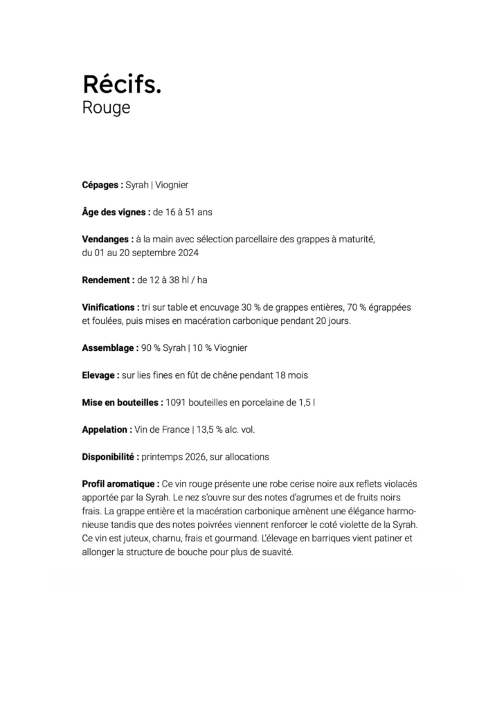 Domaine ORI Cuvée Recifs Domaine ORI Cuvée Recifs