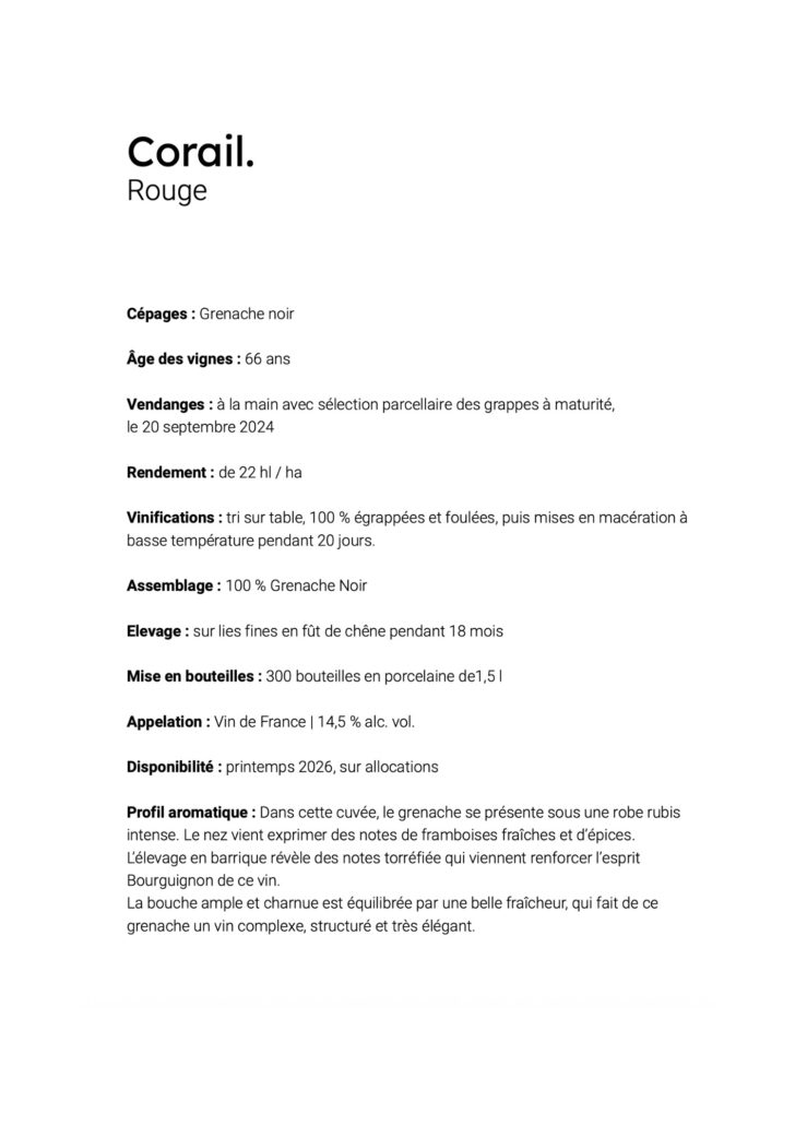 Domaine ORI cuvée Corail Domaine ORI cuvée Corail