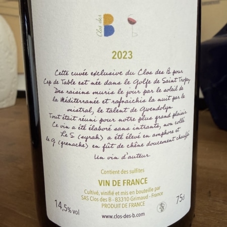 CUVÉE G et S Cep de Table Clos des B